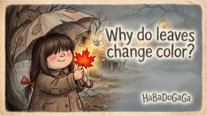 Episode 1, The Goodbye Color: Juni holds up a red leaf.